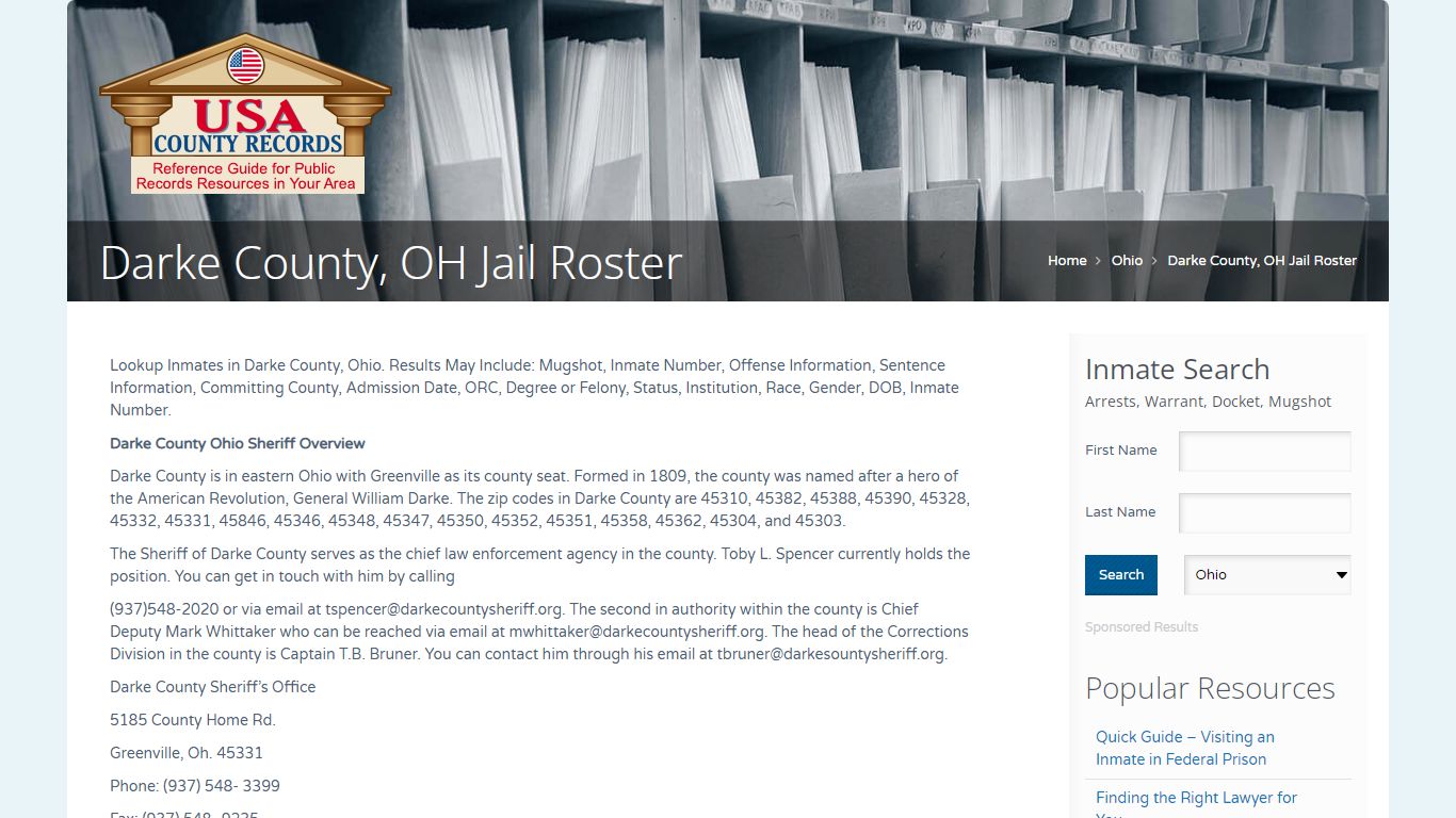 Darke County, OH Jail Roster | Name Search